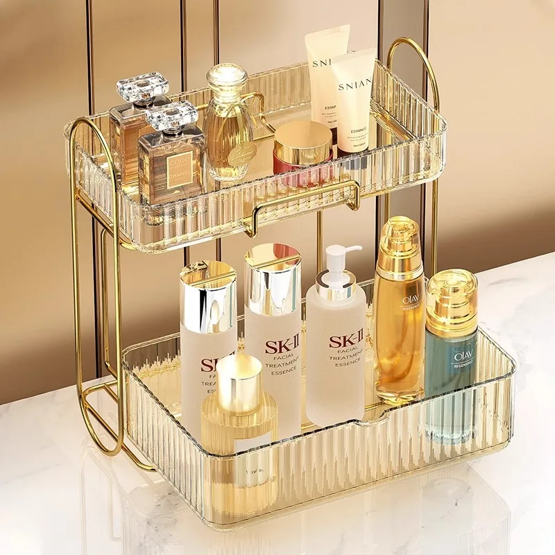 

Stainless Steel Cosmetic Organizer Box Lipstick Storage Bathroom Organizer Box Drop-Prevention Cosmetic Detachable Storage Rack