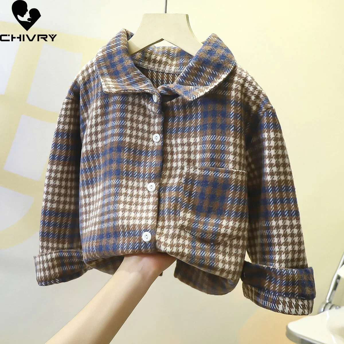 Jongens Klassieke Geruite Gestreepte Shirts Jas Nieuw 2024 Lente Herfst Vintage Kids Baby Lange Mouw Revers Casual Shirt Tops Kleding