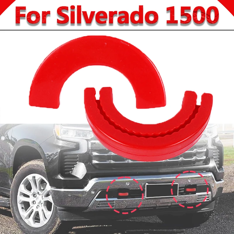

2PCS Tow Hitch Cover D Ring Car Front Traile Hook Covers for Silverado 1500 2007-2025 Red