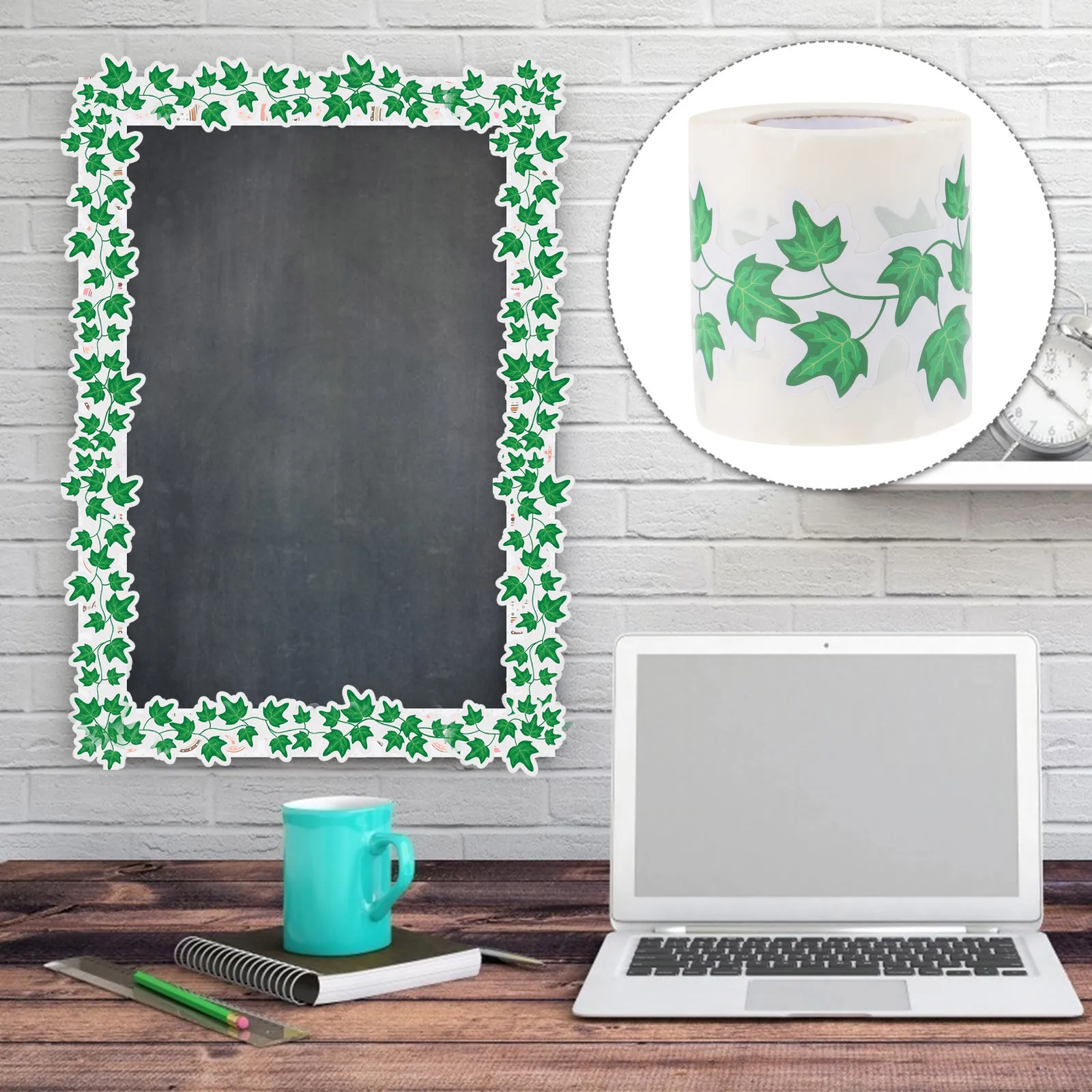 

Classroom Sticker Green Leaves Decorative Border Decal Easy to Cut and Customize for Chalkboard Wall 100cm Leaves Themed Sticker