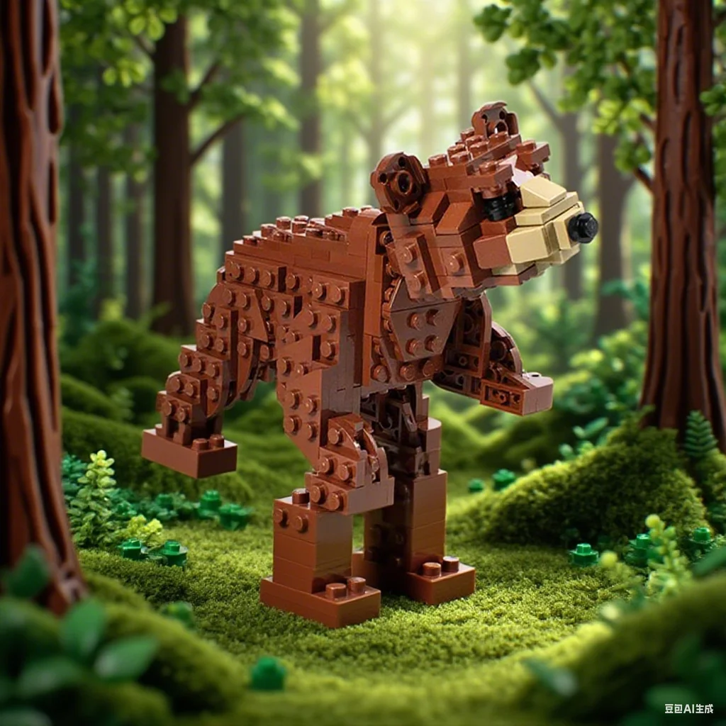 

213 Pcs Bear Cub Baby Wildlife Animal Cute Forest Creature Custom MOC diy Education Model Building Blocks Birthday Toys Gift