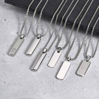 Vnox Mens Silver Color Bar Necklaces, Geometric Stainless Steel Pendant with Box Chain, Minimalst Metal Jewelry Gift for Him