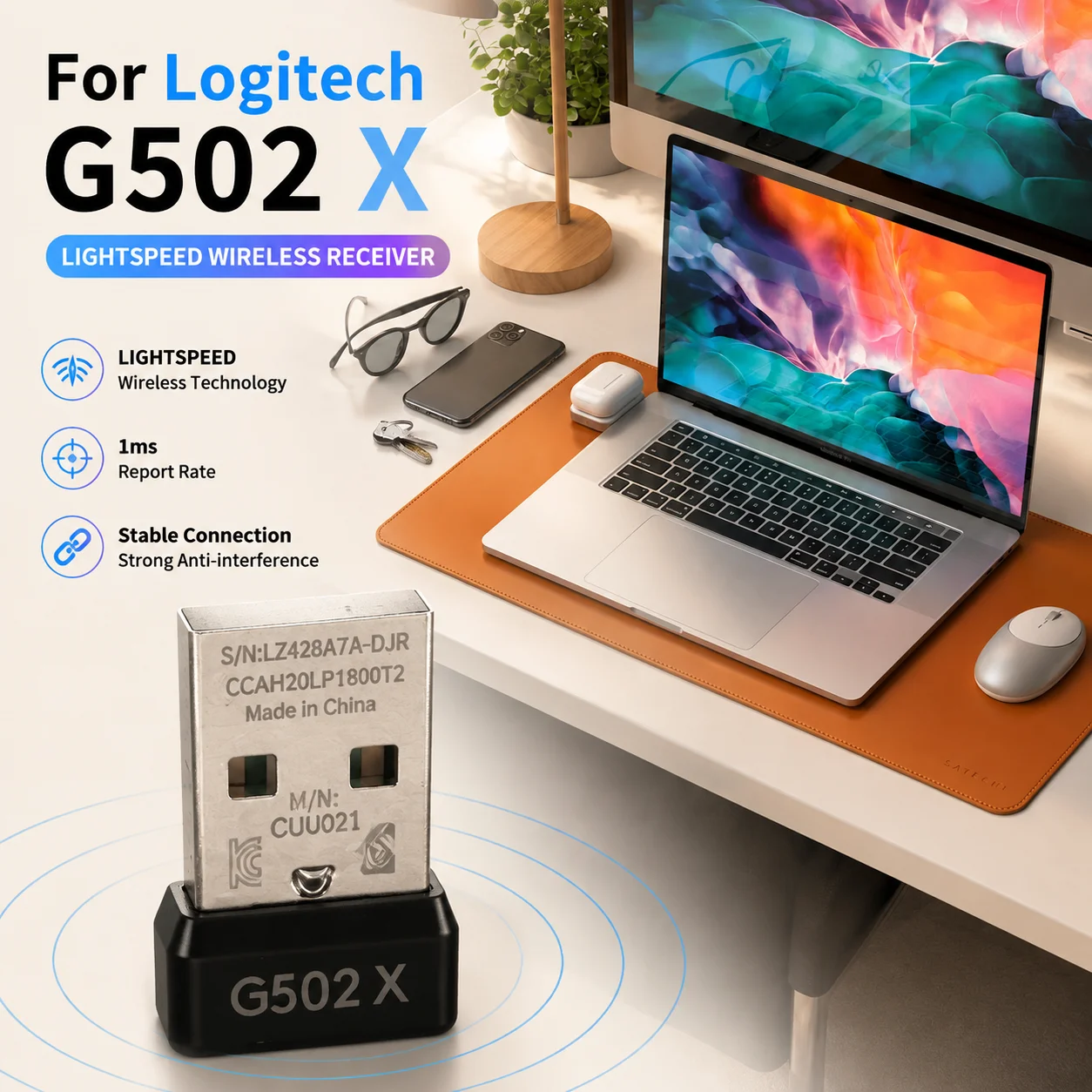 Gaming Keyboard Mouse Wireless - USB-dongle muisontvanger adapter vervanging voor Logitech