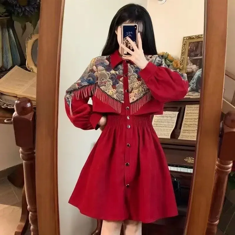 Roupas femininas estilo chinês tradicional hanfu roupa vermelha moderna china roupas de fantasia de ano novo