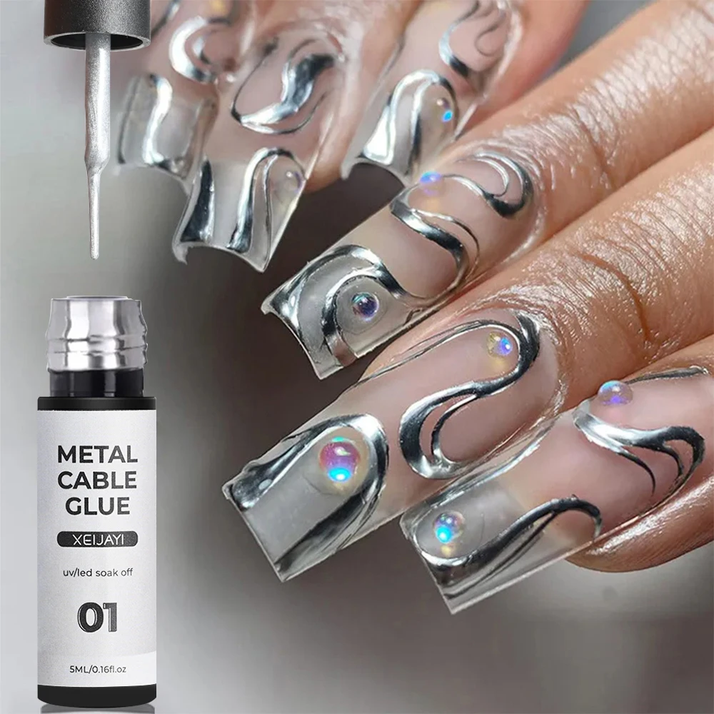 5/7/8ml Super-Bright Metallic Painting Liner Gel Polish Silver/Gold/Rose Semi Permanent Mirror Gel Nail Polish UV Nail Art Gel