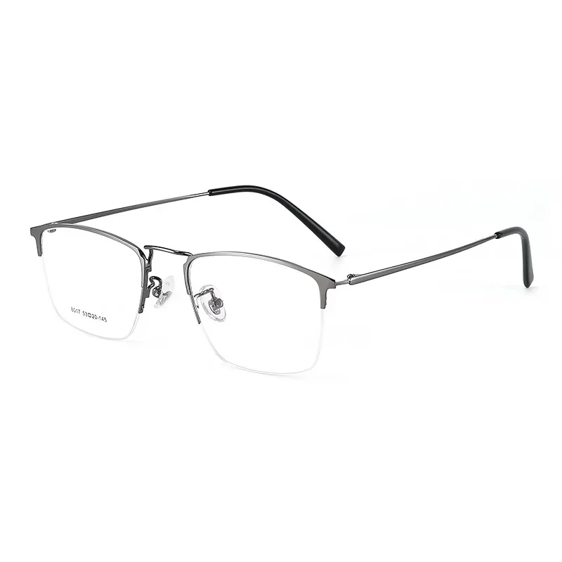 エンティティビジネスハーフリムスタイル金属合金男性眼鏡処方眼鏡ブランドデザイナー光学眼鏡