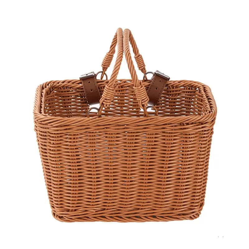 

Водонепроницаемая передняя корзина для хранения A89E, универсальная, в стиле ретро, милая, квадратная, для велосипеда, с регулируемыми кожаными ремнями