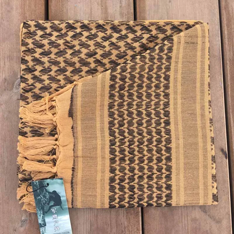 Unisex Lightweight Plaid Tassel Arab Desert Shemagh Keffiyeh Scarf Wrap Pashmina Mary-men Square Outdoor Shawl Military Arab