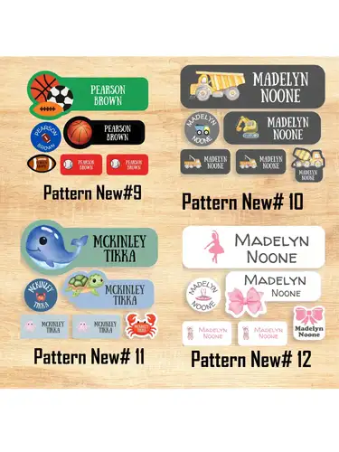 108 etiquetas impermeables para guardería: pegatinas con nombre apto para lavavajillas |   Útiles escolares Etiquetas de nombres personalizadas