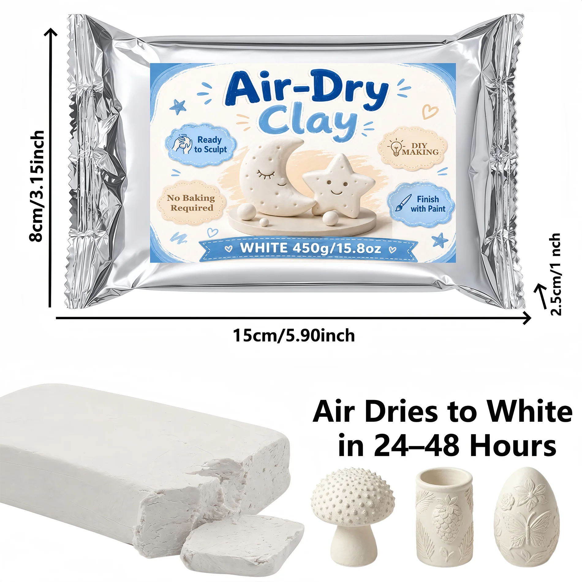 White  Air-Hardened Model Clay, Suitable for Carving, Crafts Suitable for Adults, Art Classes And Creative Projects