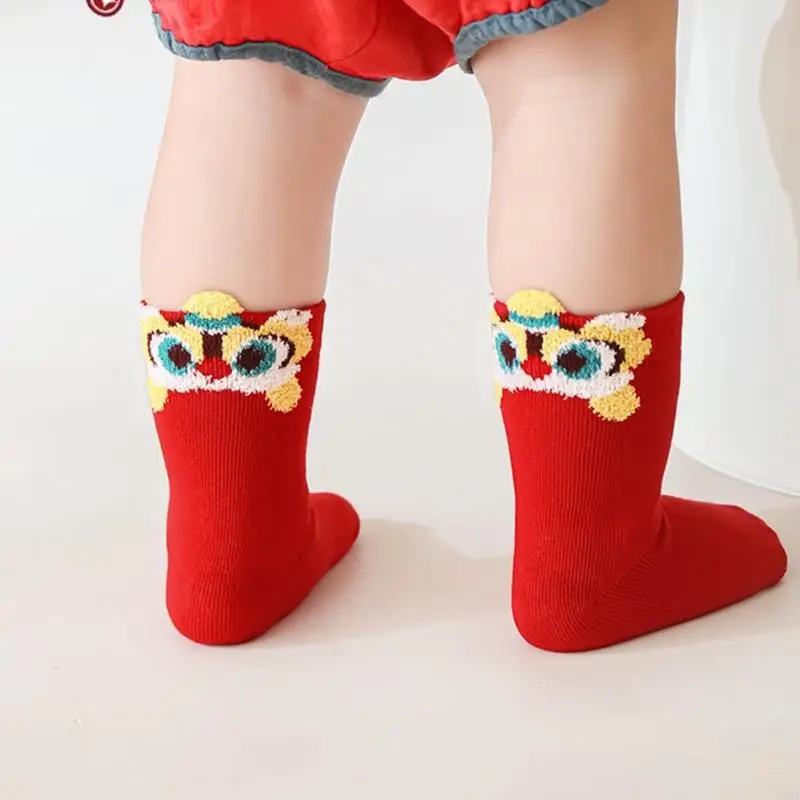 

Теплые носки до середины икры для младенцев с гладкой застежкой на носок из эластичного чесаного хлопка с праздничным узором для