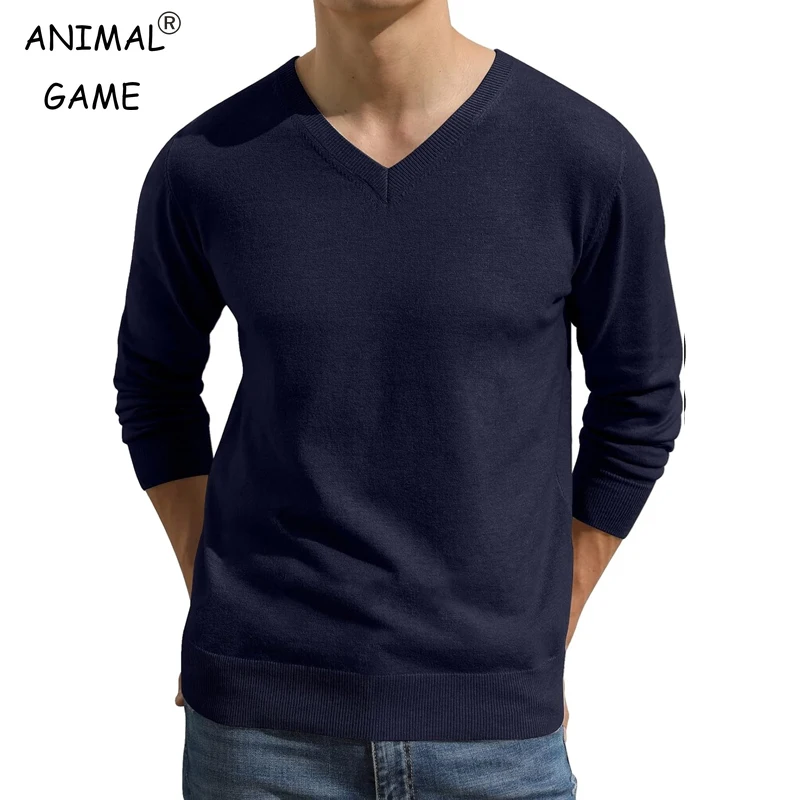 

New Men's V Neck Sweater Knitted Pullover Sweaters Casual Soft Lightweight Long Sleeve Dress Sweater Slim Fit Outwear