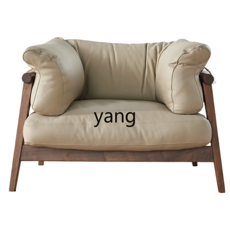 

LCX black walnut sofa living room modern simple straight solid wood combination sofa