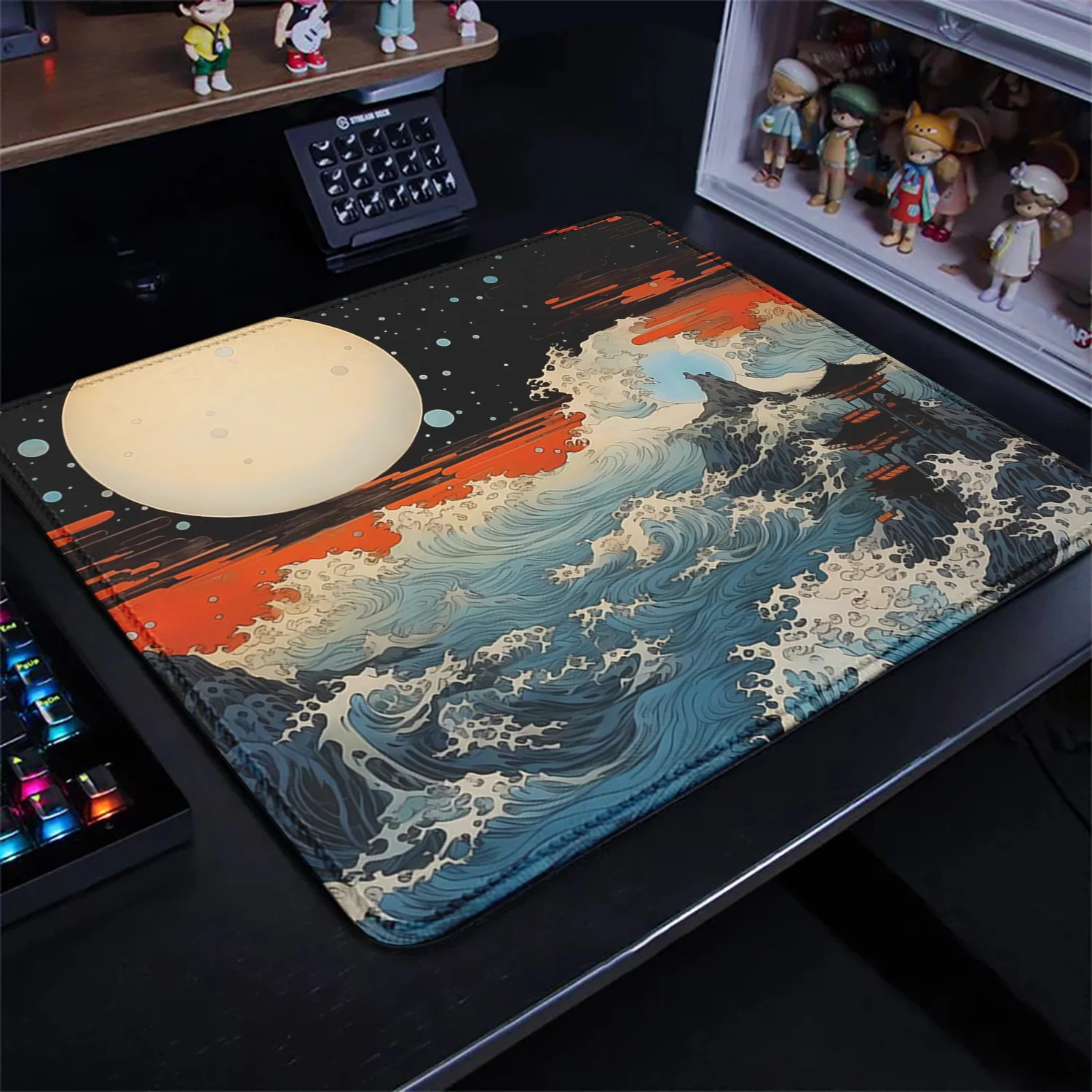 HD Ukiyo-e sea wave mouse pad Small mousepad PC Keyboard Mouse Mats E-Sports Rubber Deskpad Design Desk Rug Game Desk Accessory