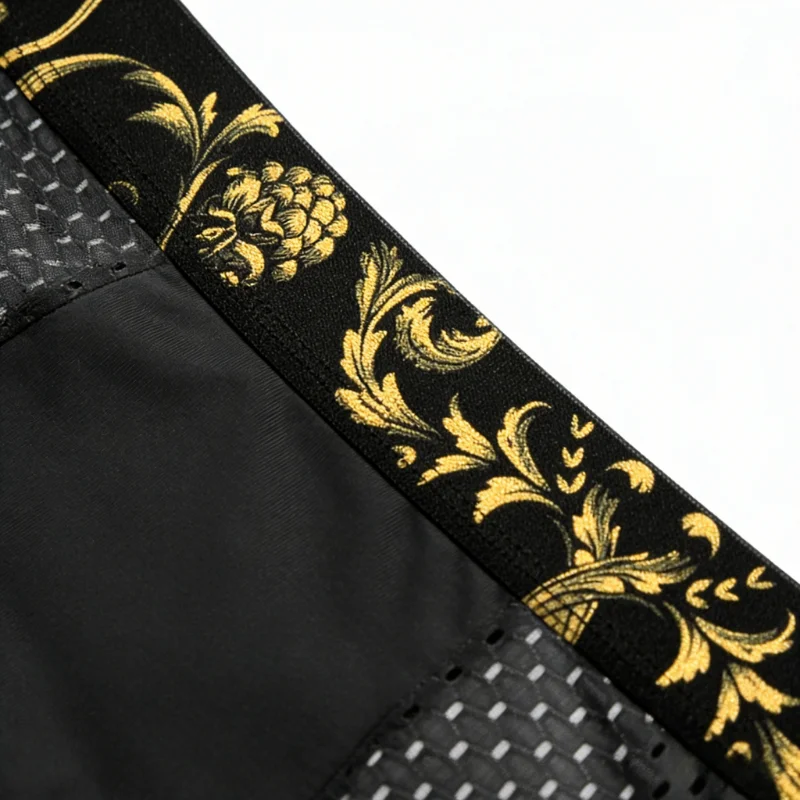 Celana Boxer Pria Bahan Sutra Es dengan Pinggang Motif Bunga Emas, Pakaian Dalam Bernapas, Cepat Kering, Ramah Kulit, Celana Olahraga Ukuran Besar untuk Musim Panas