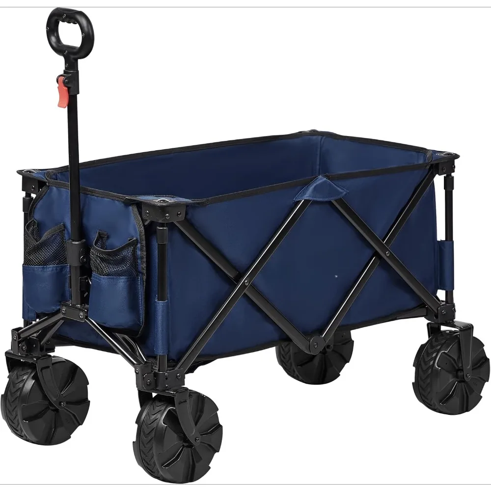 

Foldable Wagon Carts Heavy Duty, Large Capacity Beach Wagon with All Terrain Wheels, Outdoor Portable Wagon