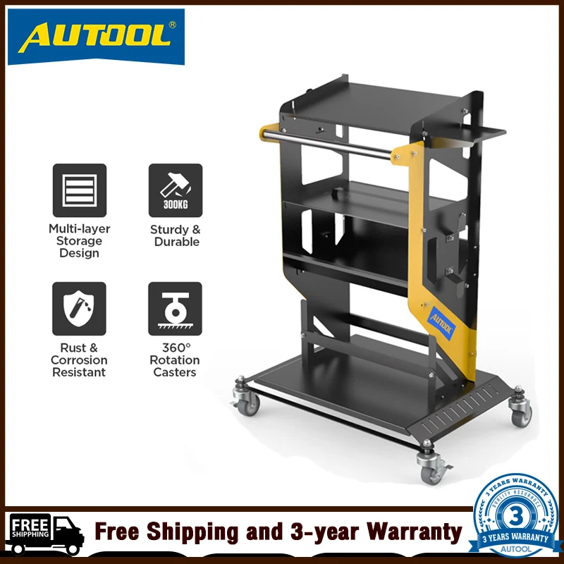 AUTOOL T22 Tier Rolling Tool 661 LBS  For Programming Power Cart Tiered Storage Capacity Heavy Duty Utility Mechanic Cart Tool