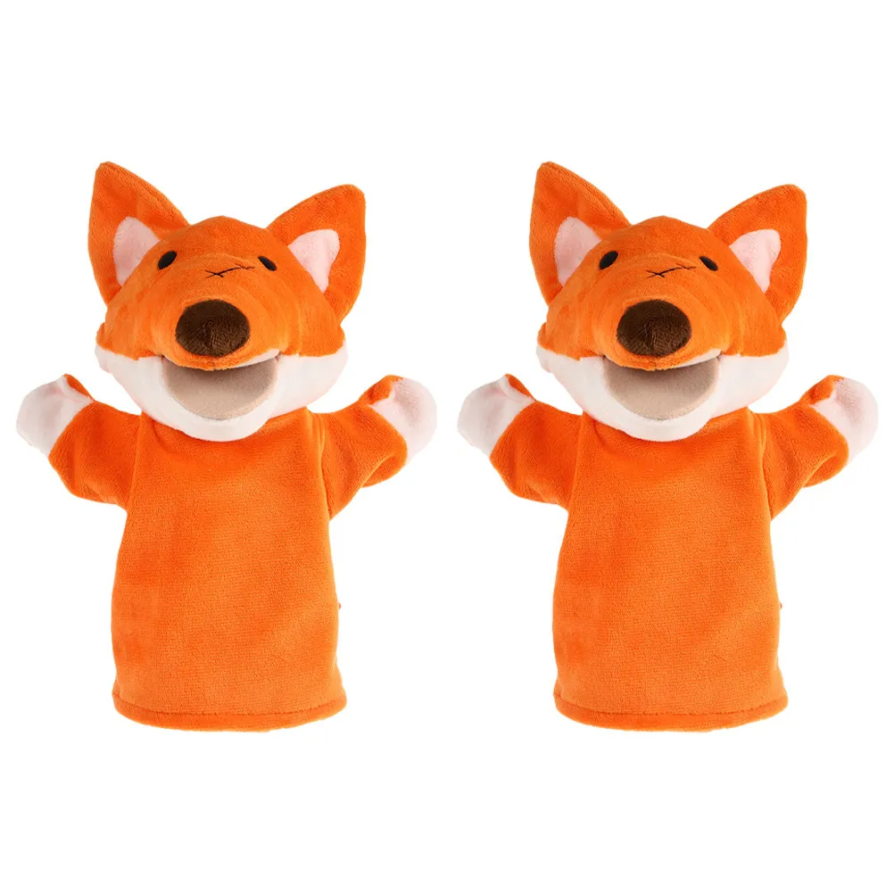 

2Pcs Fox Hand Puppets Cartoon Animal Interactive Storytelling for Kids Fun Educational Entertainment Animals Puppets