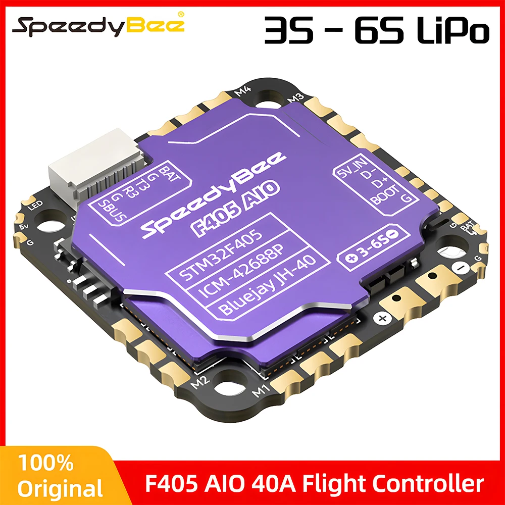 

Контроллер полета SpeedyBee F405 AIO 40A 3S-6S для сверхлегких 5-дюймовых FPV-дронов 2-4 дюйма