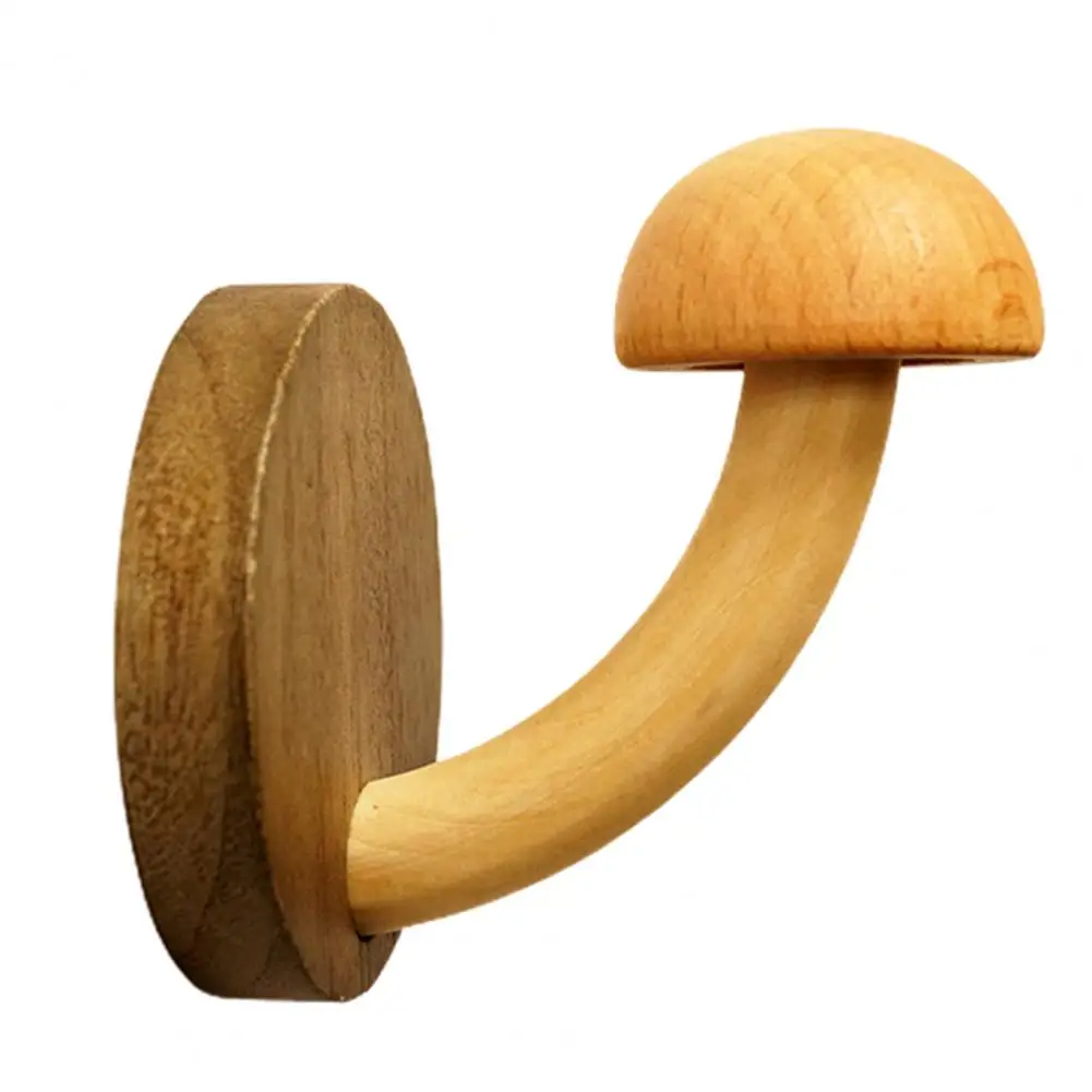 Wooden Coat Hook Decorative Wooden Mushroom Wall Hook for Bags Towels Heavy Duty Multifunctional Hanger for Bathroom for Door