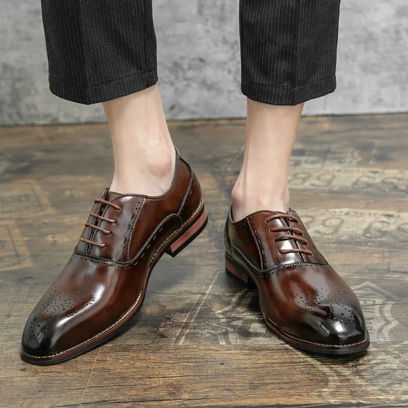 High Quality Classic Italian Casual Dress Shoes Leather Business Formal Shoes Men Elegant Office Formal Oxford Shoes