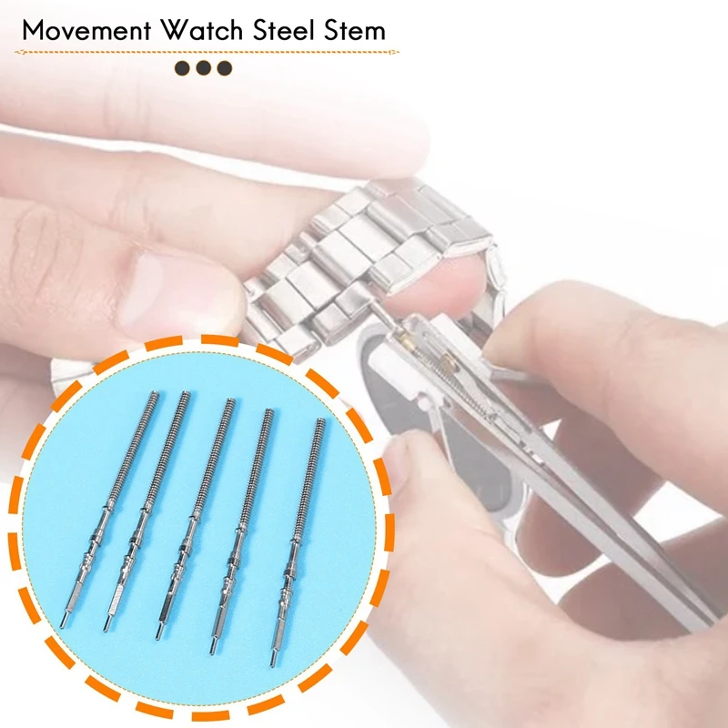 Movimento Assista Aço Stem Crown Kit, Assista Peças De Reposição, NH35, NH36, NH38, NH39, 5Pcs