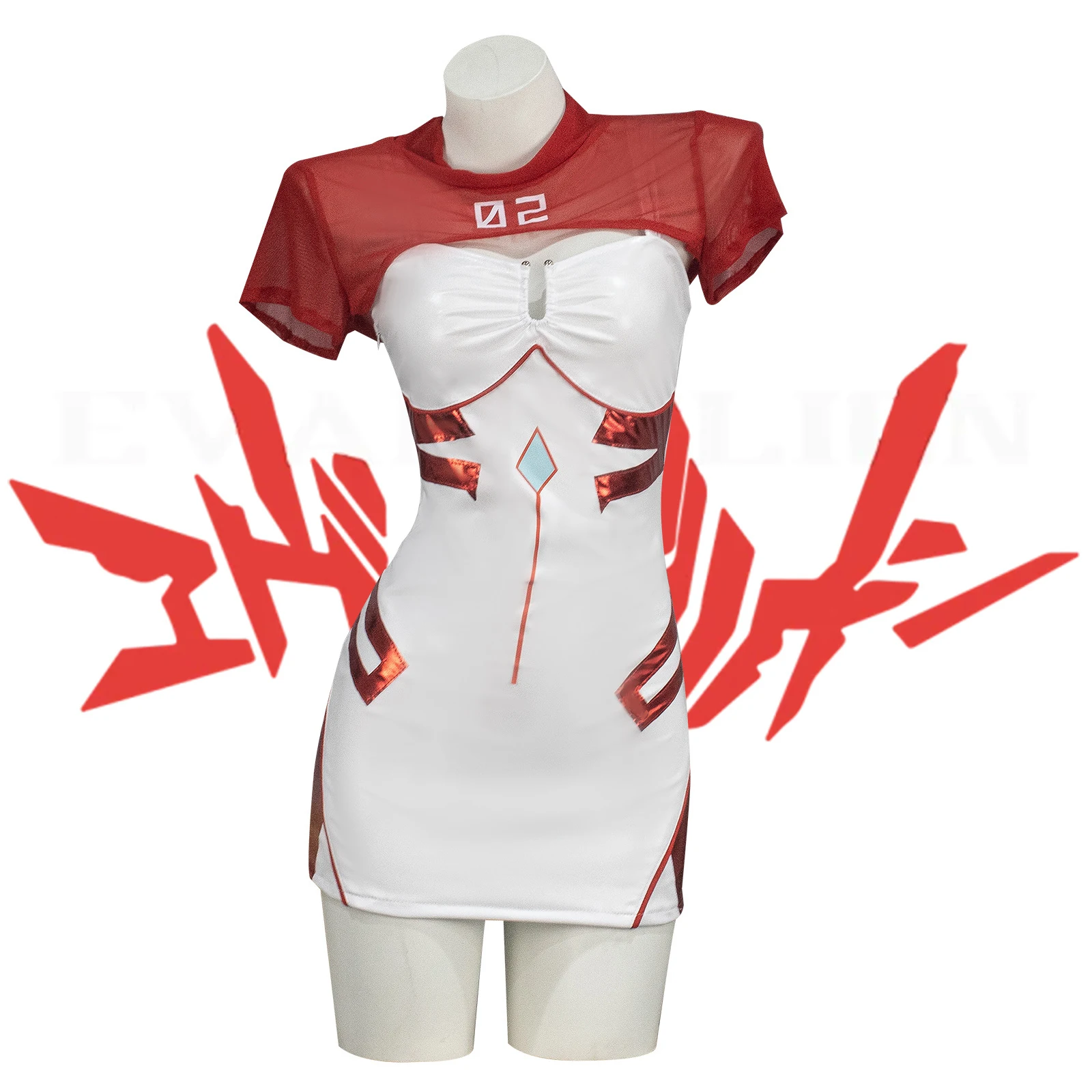Disfraz de Anime Asuka Ayanami Rei conjunto completo de cuero disfraz de motocicleta traje de 3 uds para mujer personalizado para Halloween