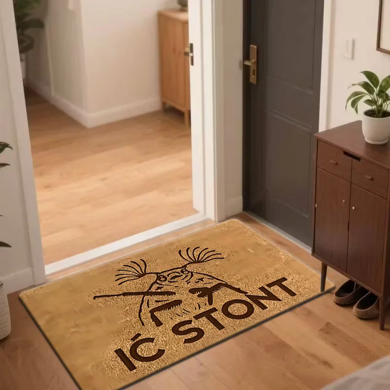Funny Moth Graphic Flannel Doormat Non‑Shedding Rustic Vintage Floor Mat For Mudroom Entry Housewarming Surprise Gift
