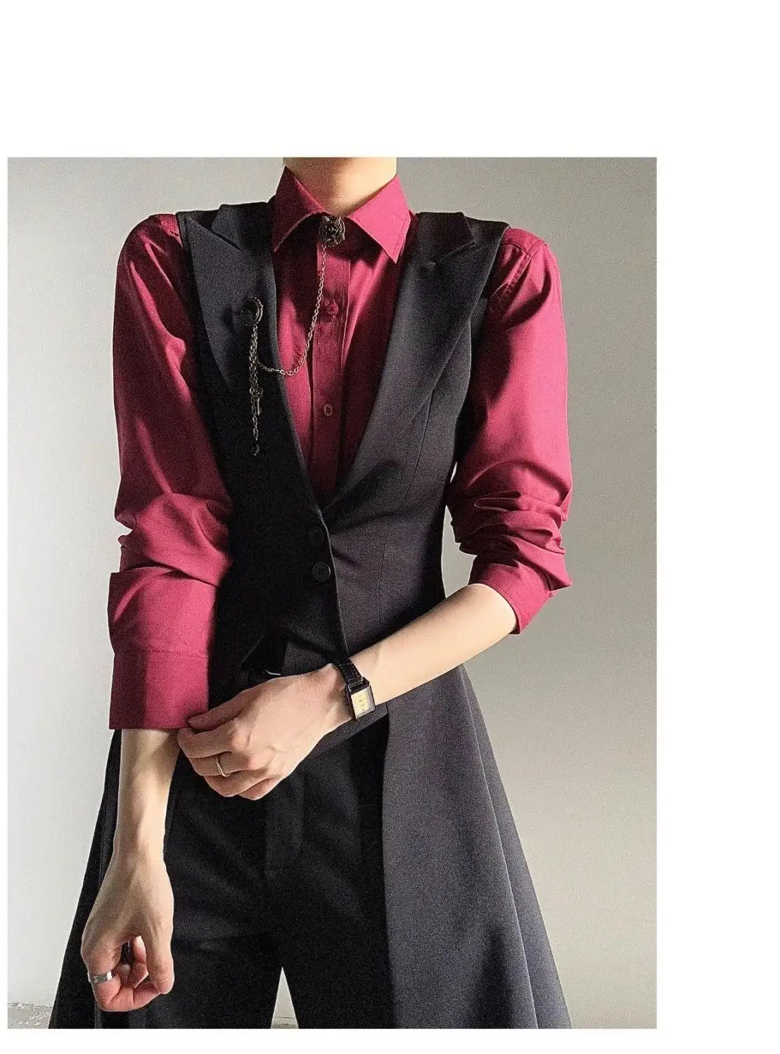 Conjunto de Traje Negro a Medida para Hombre y Mujer, Primavera-Otoño, Estilo Elegante, Chaqueta Entallada, Chaleco de Traje ...