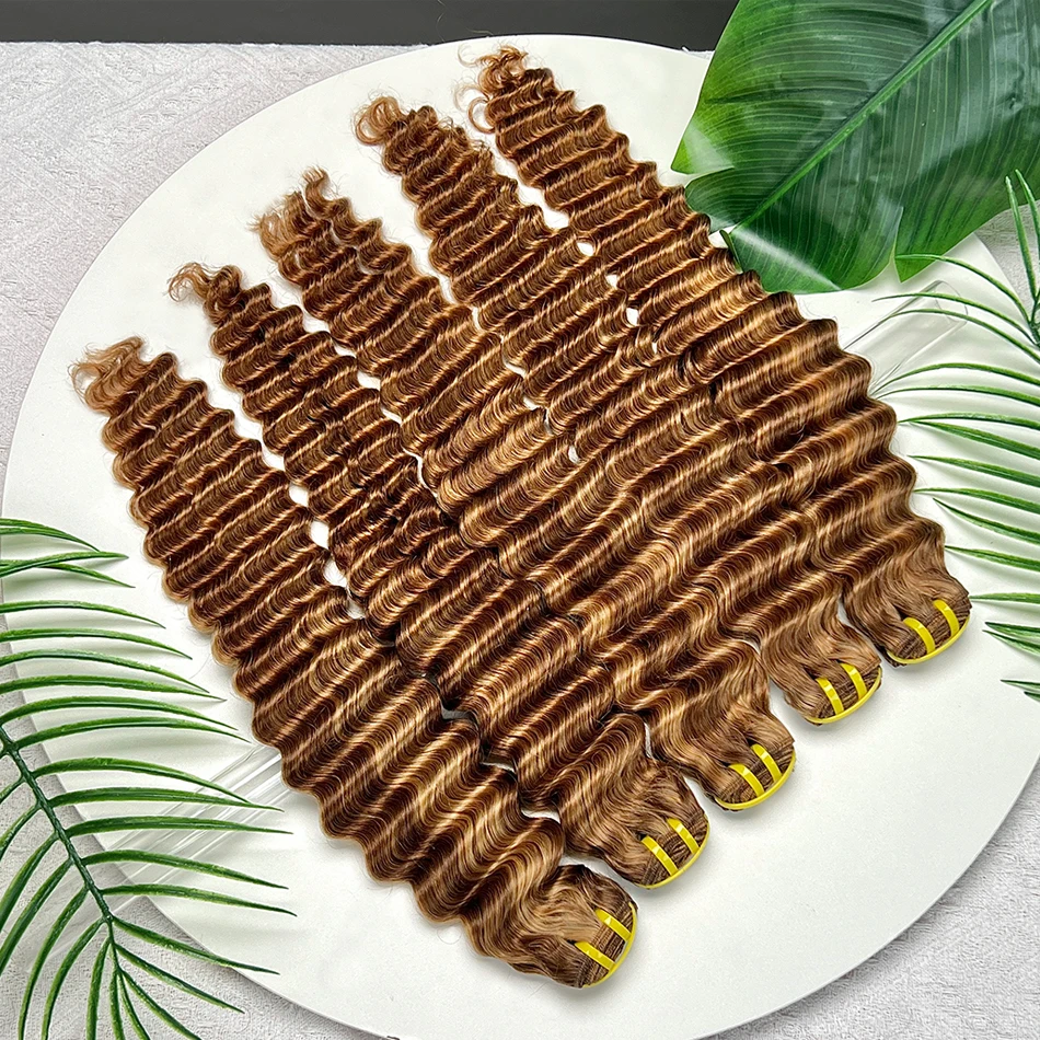 # 4/27 Kleur Diepe Golf Menselijk Haar Bundels Hoogtepunt Dubbele Inslag 16-28 Inch Haar Weave Extensions 1 2 3 4 Bundels Ruw Maagdelijk Haar