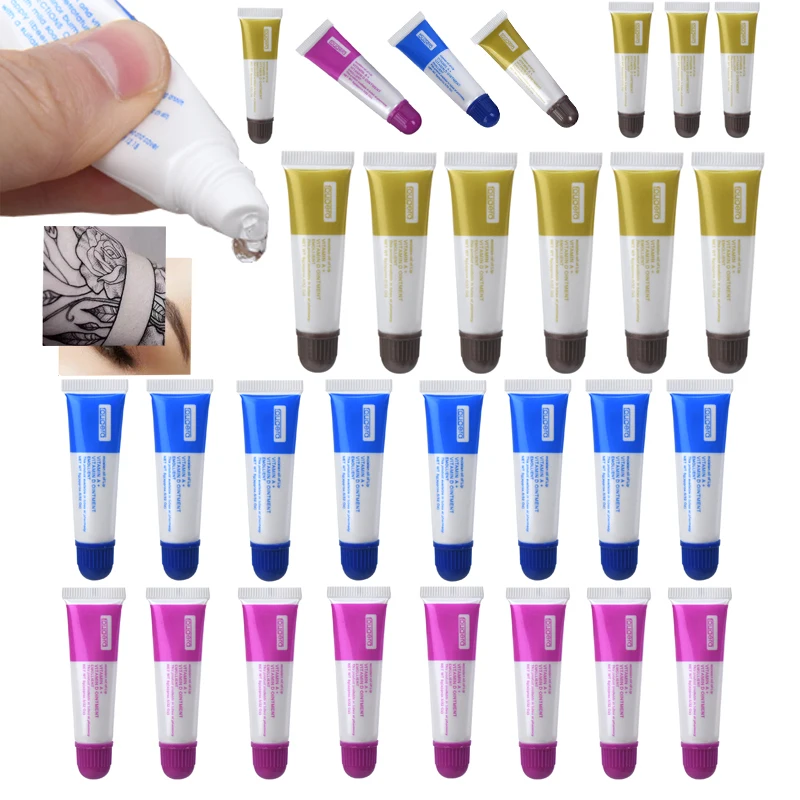 Crema para el Cuidado Posterior del Tatuaje Narkasy, Ungüento con Vitaminas A y D, Tratamiento para una Curación Más Rápida de la Piel, Crema Reparadora para Tatuajes de Cejas, 100/50/30 Unidades