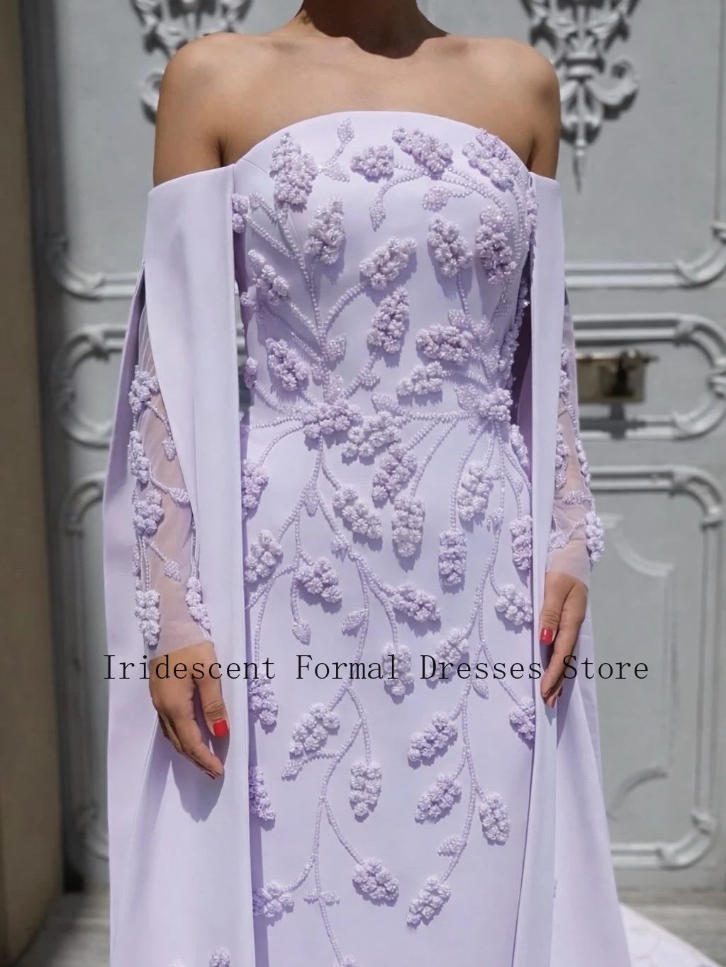 Robes de soirée personnalisées faites à la main avec des fleurs, robes de fête de luxe, robes de bal élégantes de couleur violet clair pour femmes, sur mesure 2026