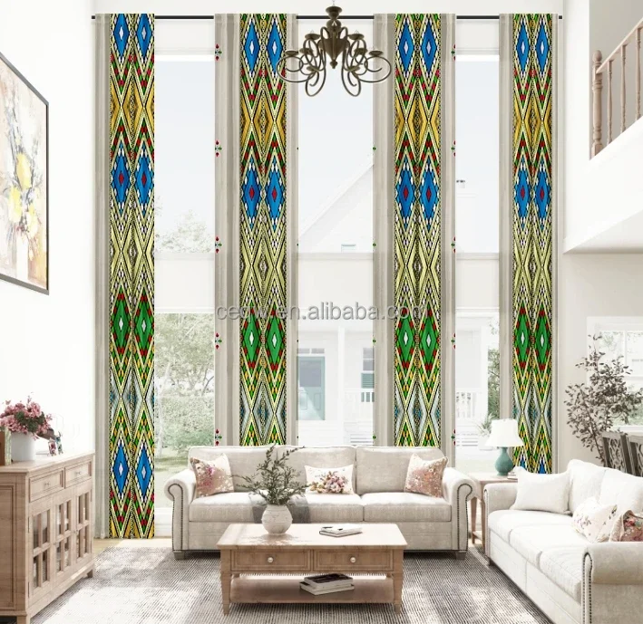 Custom any design Traditional Culture Ethiopian and Eritrean Super long villa Window Curtains for stage decoration