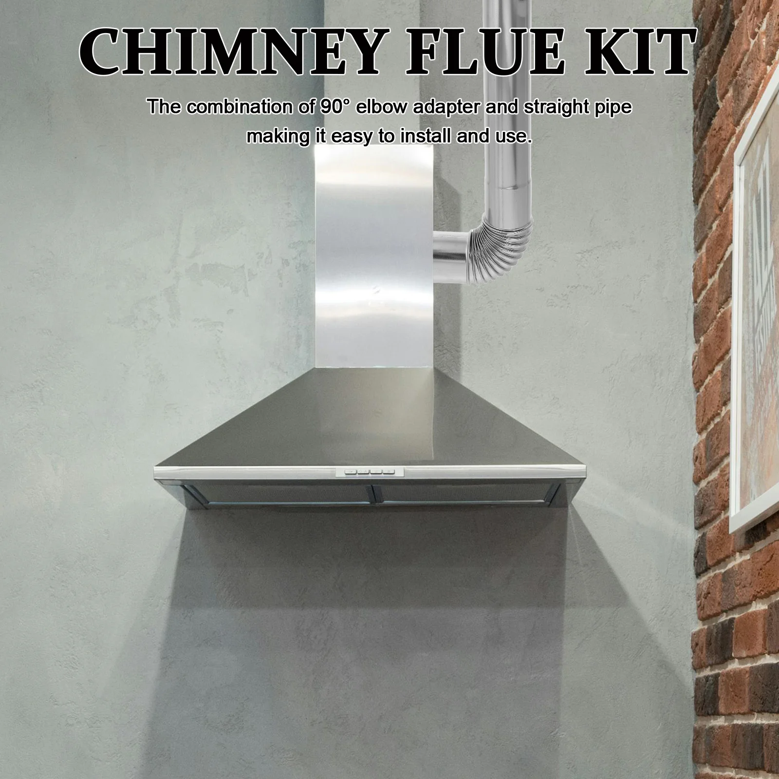 

3Pcs Gas Heater Vent Stainless Steel Straight Tube Chimney Flue Elbow Connector Practical Vent Smoke Adapter