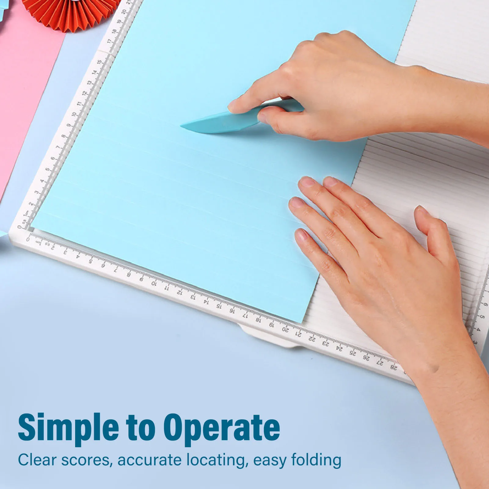 Paper Scoring Board Paper Folding Tools 80-200g Thickness Grooved Design 320x320mm Clear and Straight for Making Card Envelope