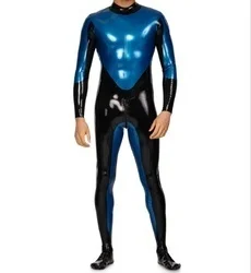 

Fetish comfort Latex Rubber Navy Blue 0.4mm Thickness Catsuit with Zip to Back Cosplay Costume