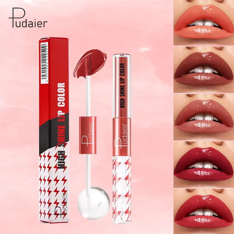 

16-Color Double-Ended Lip Gloss Non-stick 16 Hours Long Lasting Liquid Lipstick Moisturizing Lip Oil Cosmetic Makeup Care