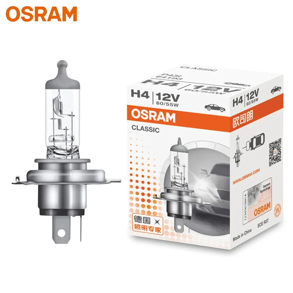 OSRAM CLASSIC 9003 HB2 H4 64193 P43t Standard Headlight Halogen Lamp 12V 60/55W 1650/1000lm 3200K Original Hi/lo Beam HAL