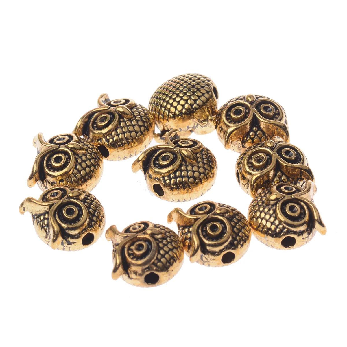 5pcs/lot Classic Gold Color Copper Owl Beads For Women Necklace Bracelet DIY Vintage Jewelry Accessories Handmade