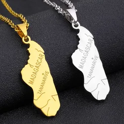 Cross-border hot-selling Madagascar map necklace men's and women's trend jewelry geometric titanium steel pendant couple necklac