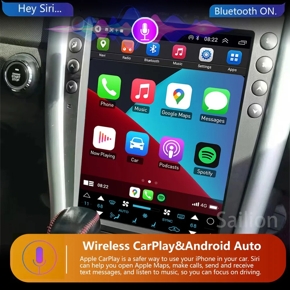 Android 15 Car Radio For Ford Edge 2009-2013 Tesla Automotive Multimedia Carplay Auto WIFI Bluetooth Stereo 4G 2Din Head Unit