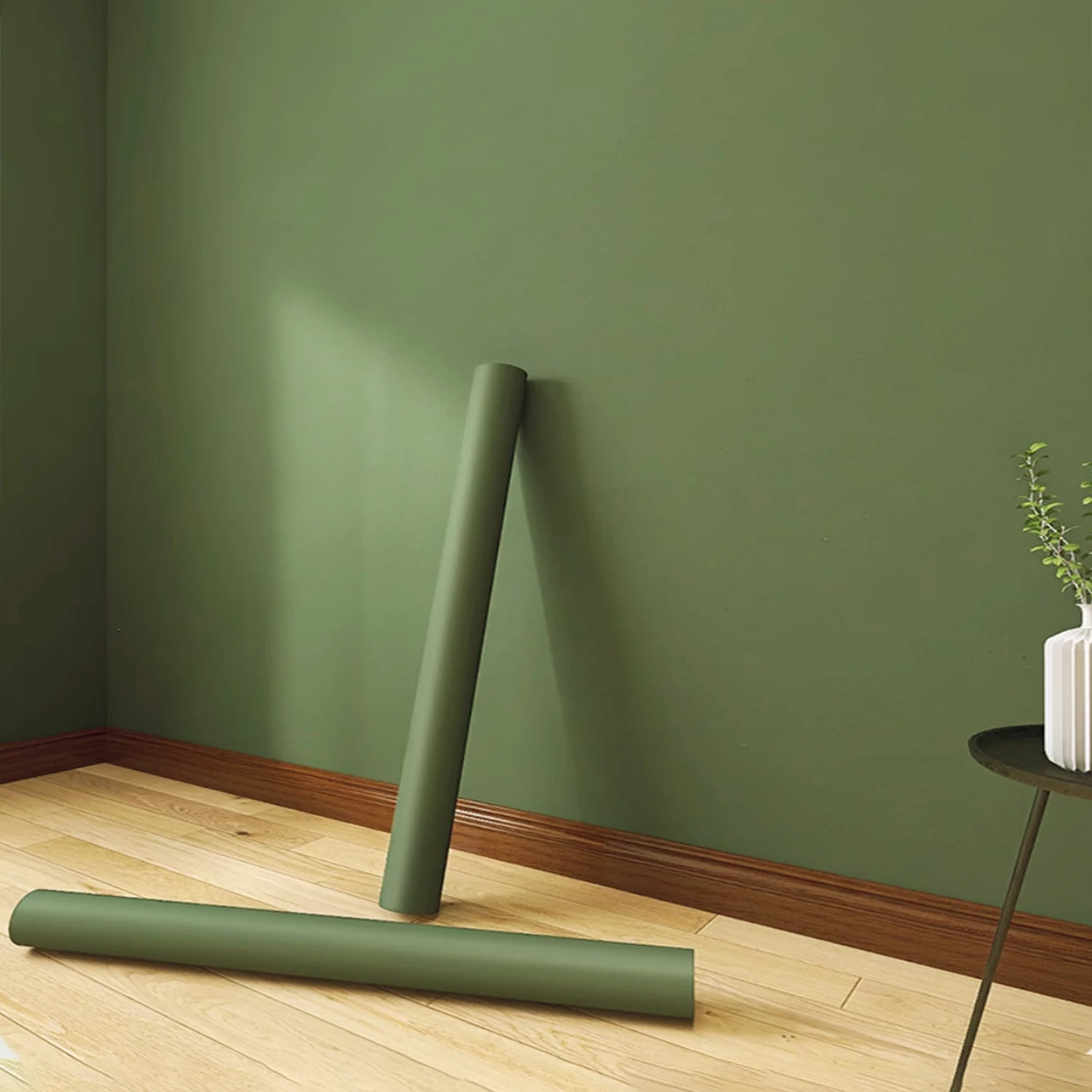 55CM Width Self-adhesive Film Green Matt Thickened Sticker Furniture Kitchen for Cupboards Tables Wall DIY Renovation Wallpaper