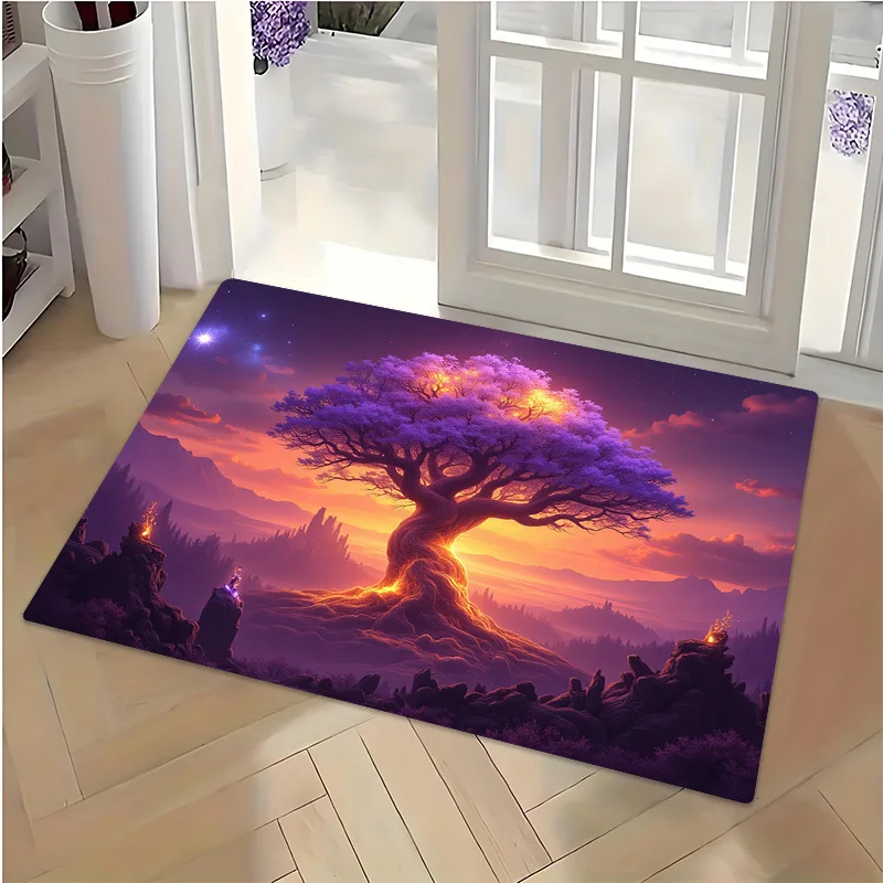 

Mystical Tree of Life Doormat Welcome Mat Cosmic Sunset Fantasy Entrance Porch Rug Bohemian Boho Indoor Outdoor Home Decor Mat 4