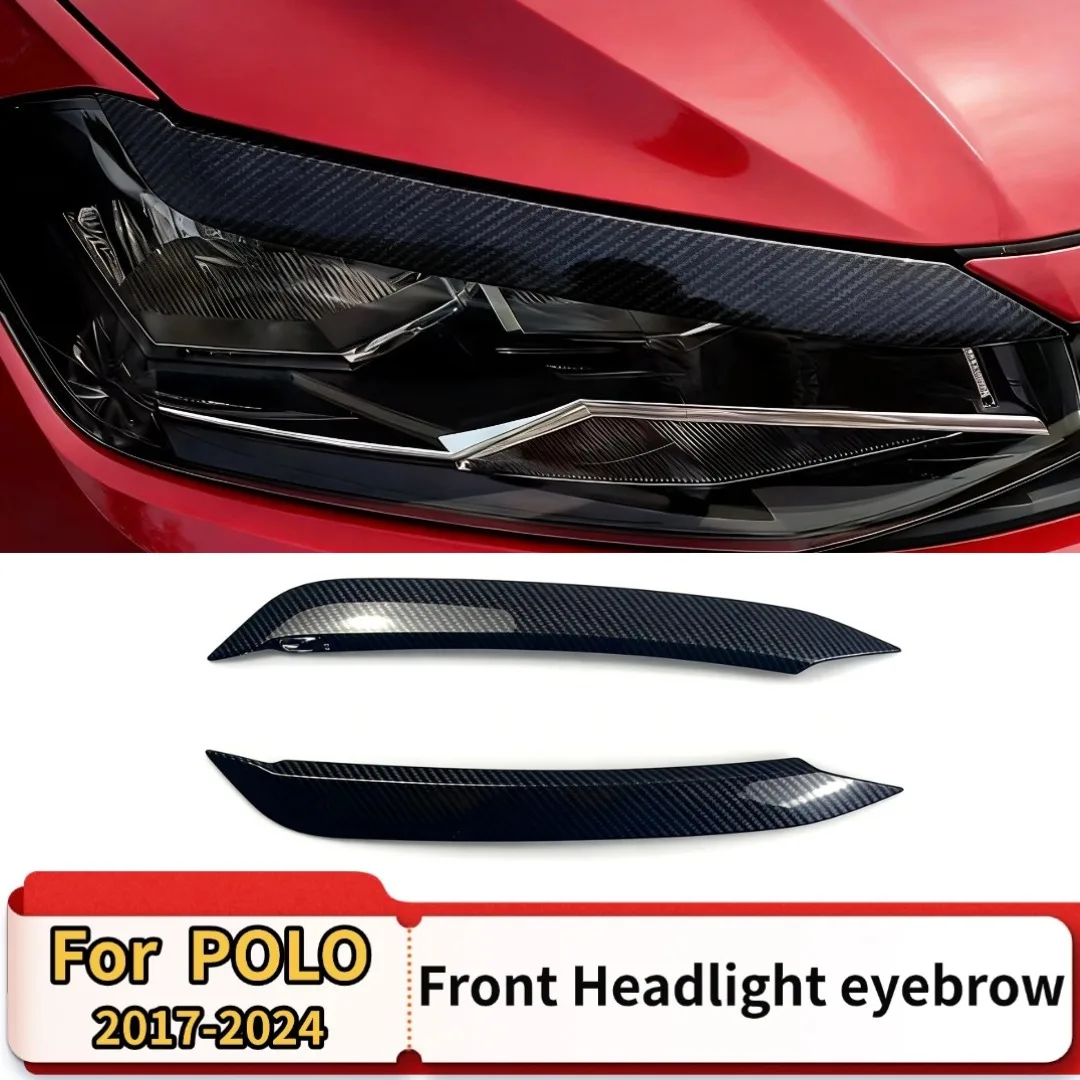 Embellecedor de ceja para faro delantero, pieza exterior de estilo automotriz, kit de carrocería, accesorios de tuning de ABS, negro brillante para VW Polo 2017-2024
