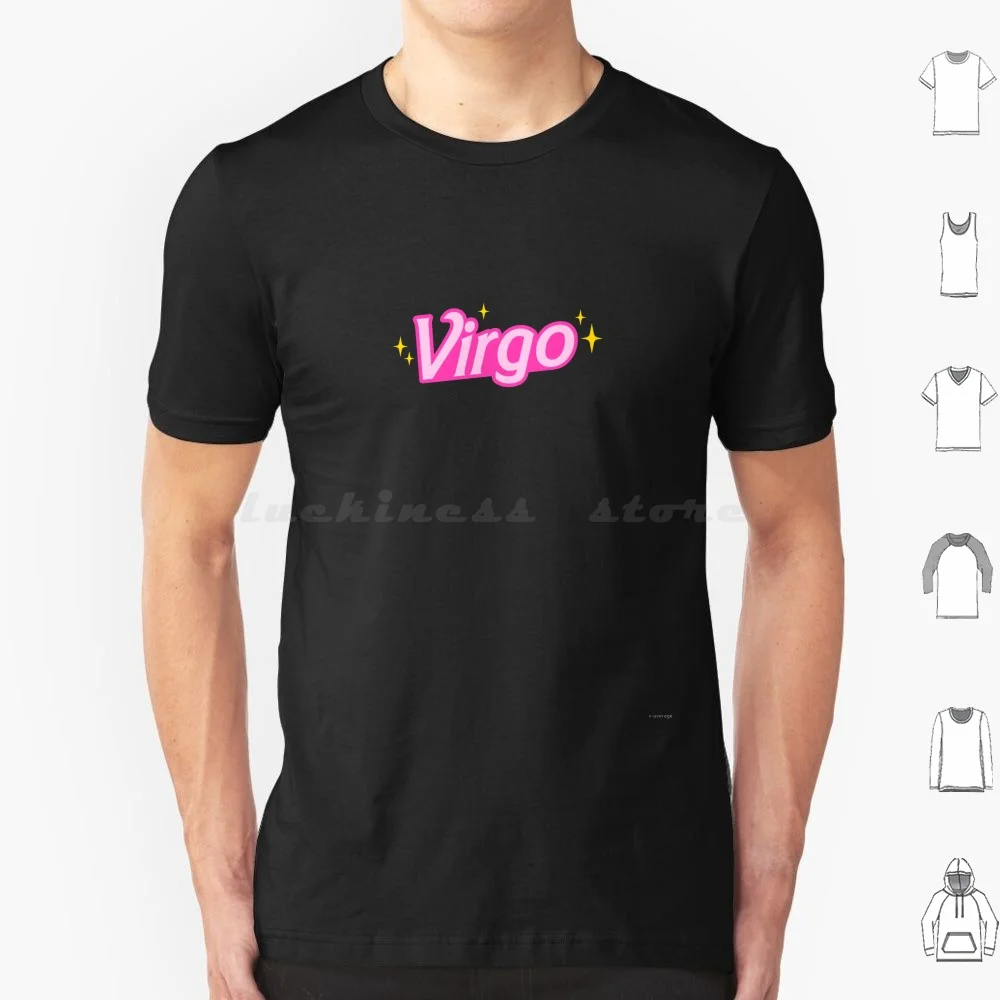 Virgo Zodiac Sign Y2k Glitter Black T Shirt Big Size 100% Cotton Zodiac Virgo Y2k 2000s Pink Glitter Sparkle Planets Astrology