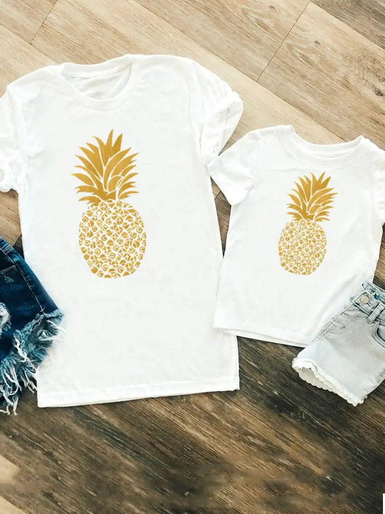 

Family Matching Outfits Pineapple Sweet Fruit Women Girls Boys Kid Child Summer Mom Mama Tshirt Tee T-shirt Clothes Clothing