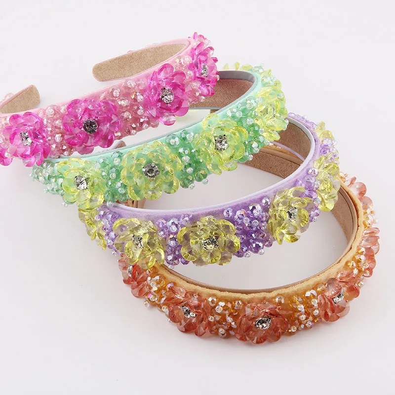 

New Fashion European and American Transparent Crystal Flower Rhinestone Headband Women's Hair Accessories