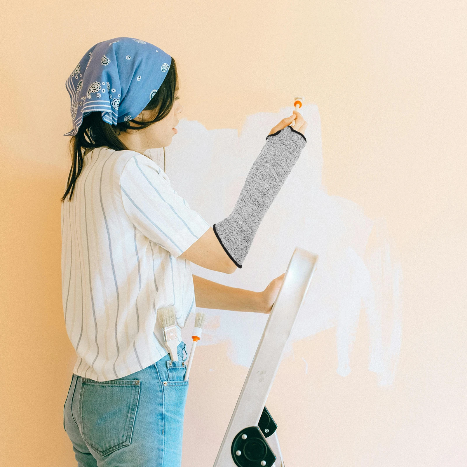 

40Cm Cut Resistant Sleeves Level 5 Protection Breathable Arm Guards for Gardening Farming Kitchen Welding Pet Grooming Forearm