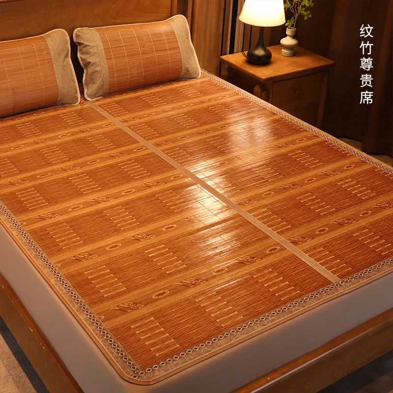 Bamboo mat cool mattress summer dual-use mat student dormitory single double ice silk foldable summer straw mat bamboo