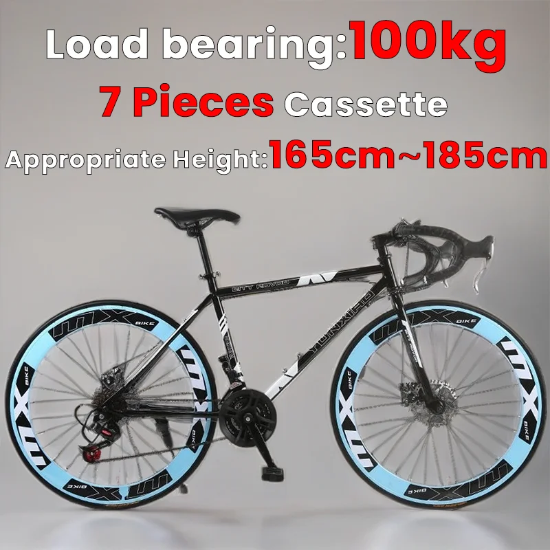 Steel Frame Road Bike Road racing Double disc brake variable speed aldult Bicycle Fixed Gear Bike Freewheel 30/60 Knife Wheel